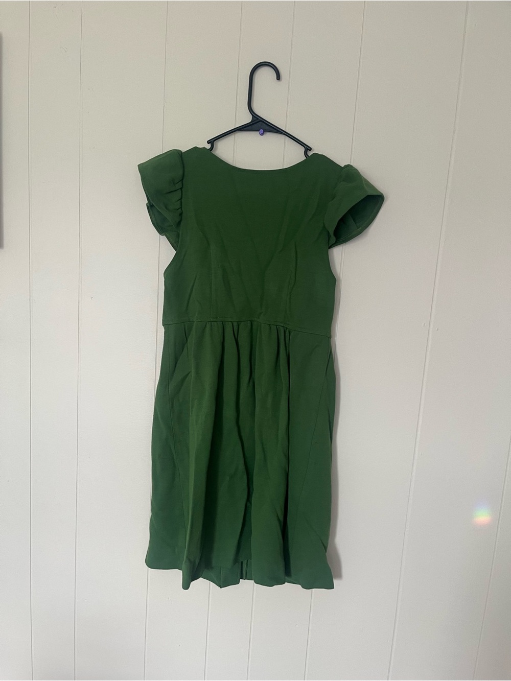 Green Button-Front Ruffle Sleeve Dress - Picture 5 of 5